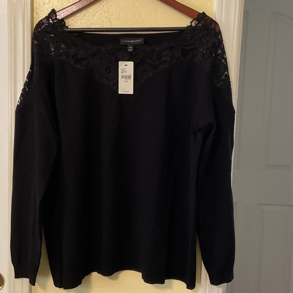 Lane Bryant Black w/Lace Sweater Size 14/16
